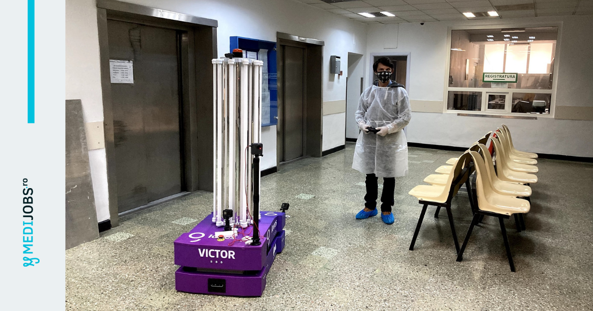 Robot autonom in lupta cu Covid – Un robot de acest fel a ajuns la un spital din Bucuresti